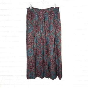 Vtg Talbots Pleated Equestrian Maxi Skirt 14 Tapestry Old Money Heritage Preppy